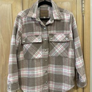Blank NYC Pink and Brown Plaid Jacket